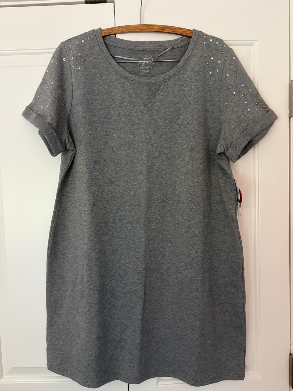 Women's Gray Studded Short Sleeve Dress NWT size XL